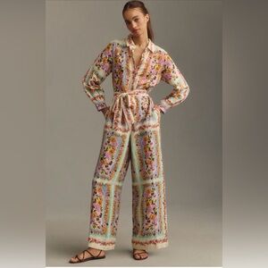 Ranna Gill Long-Sleeve Printed Linen Jumpsuit